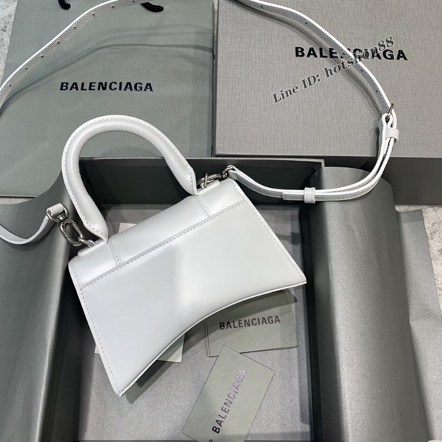 Balenciaga專櫃新款mini號手提肩背女包原單沙漏包 巴黎世家平紋白銀扣沙漏包 fyj1408